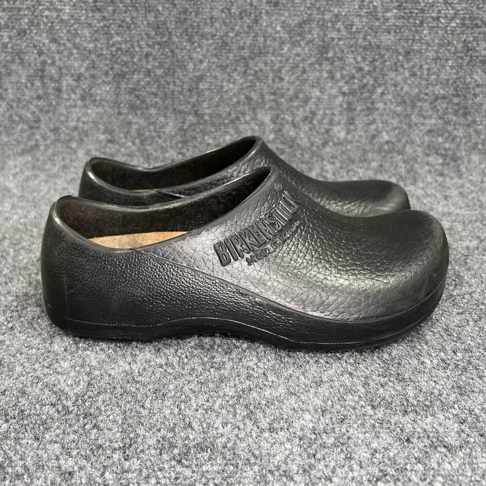 Birkenstock Profi Birki Clogs Womens 5 Black Poly Cloded Toe Safety Slip On Work